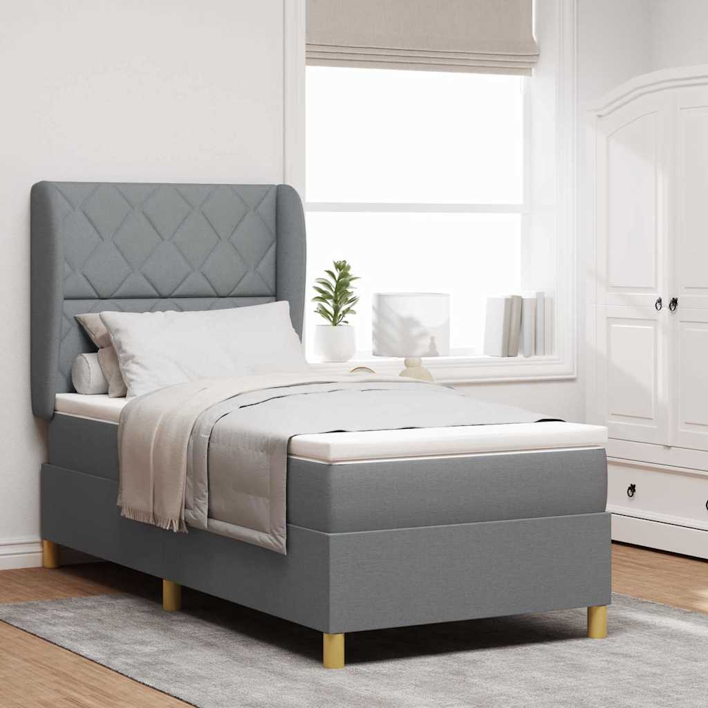 Boxspringbed met matras Lichtgrijs 200 x 100 cm Stof is nu te koop bij PeponiXL, paradijselijk wonen!