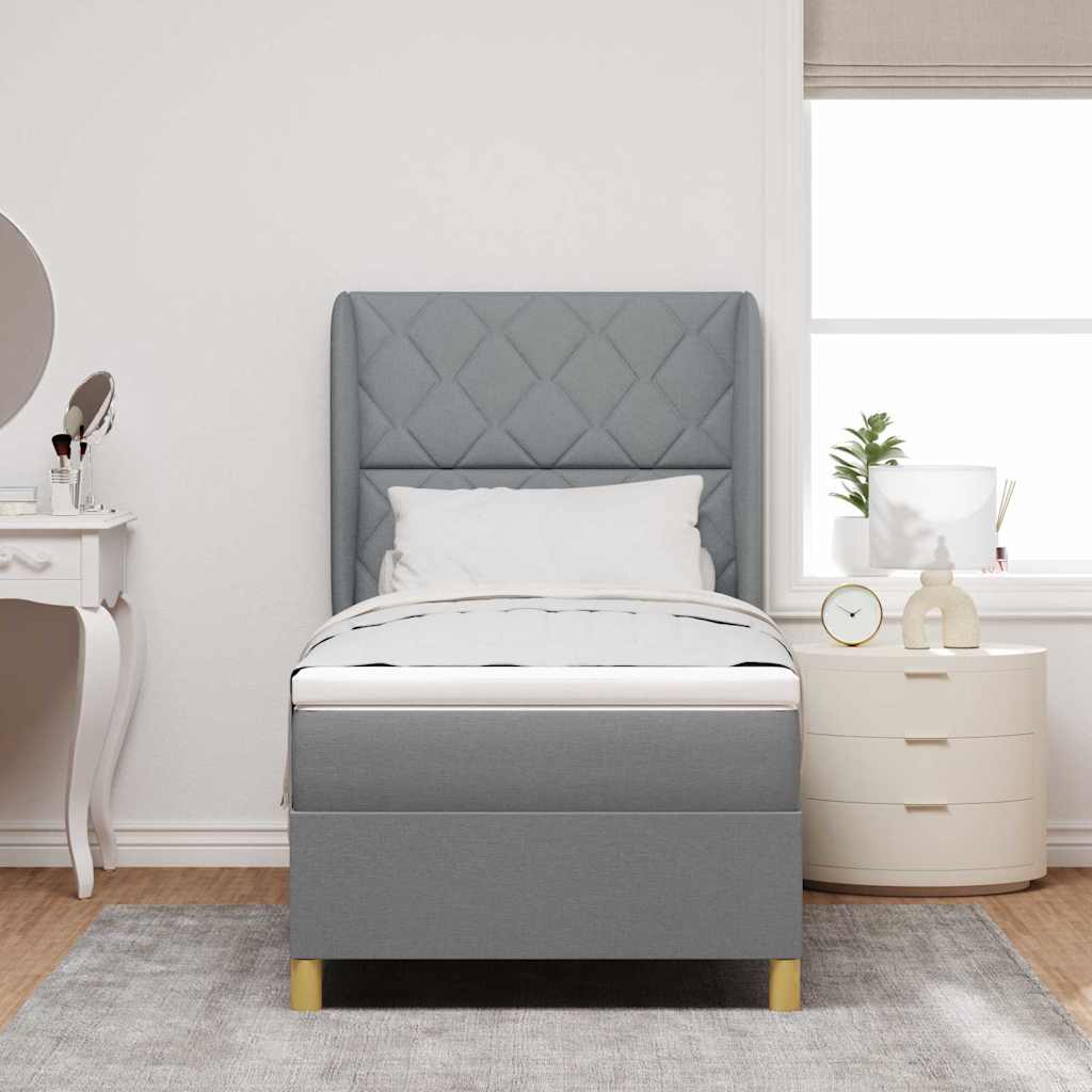 Boxspringbed met matras Lichtgrijs 200 x 100 cm Stof is nu te koop bij PeponiXL, paradijselijk wonen!
