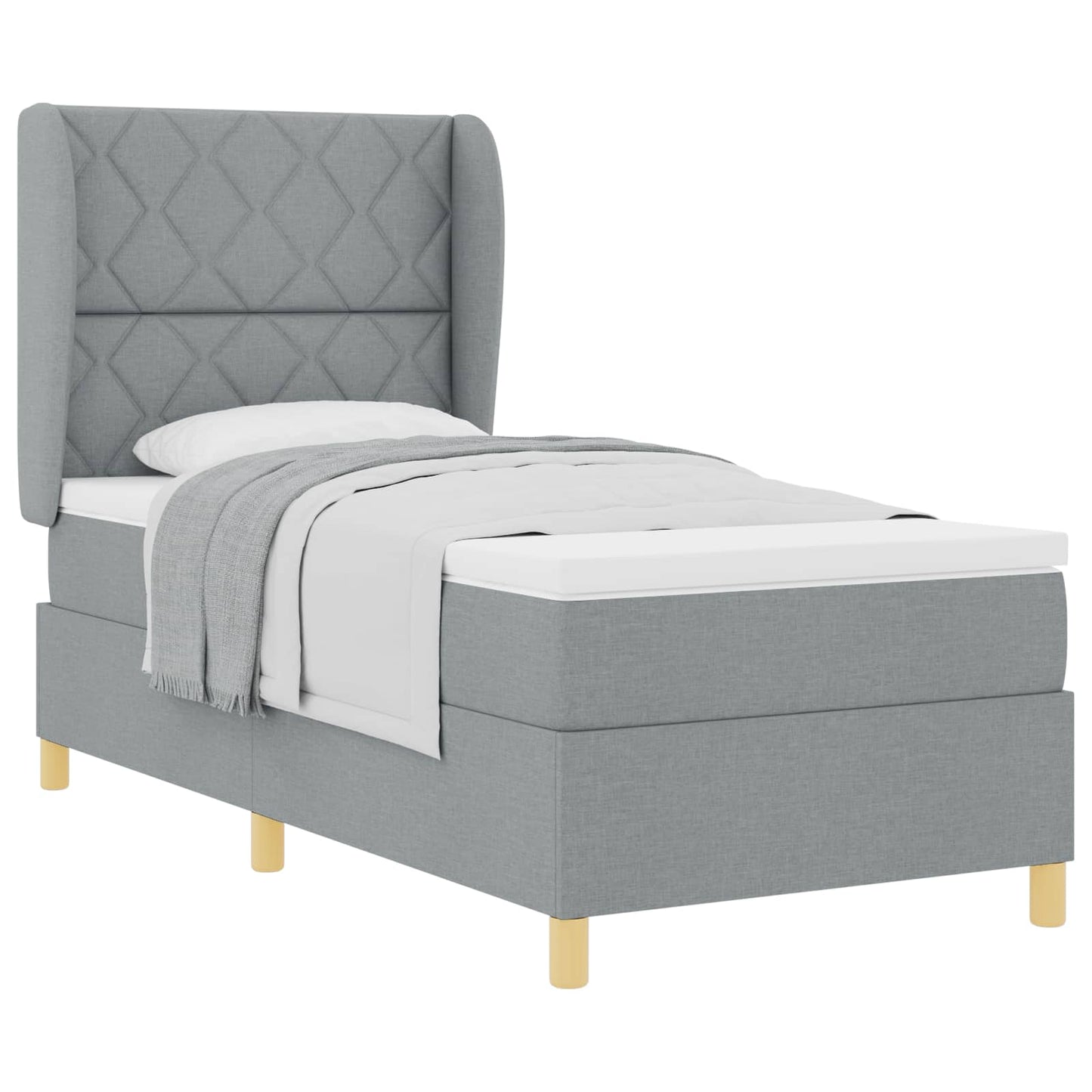 Boxspringbed met matras Lichtgrijs 200 x 100 cm Stof is nu te koop bij PeponiXL, paradijselijk wonen!