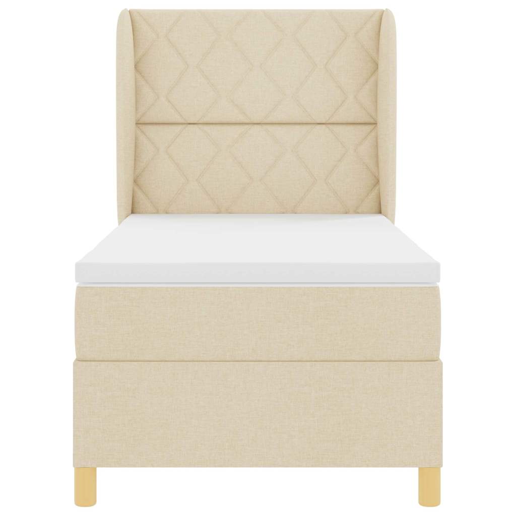 Boxspringbed met Matras Donkergrijs 90x190 cm Crème Stof is nu te koop bij PeponiXL, paradijselijk wonen!