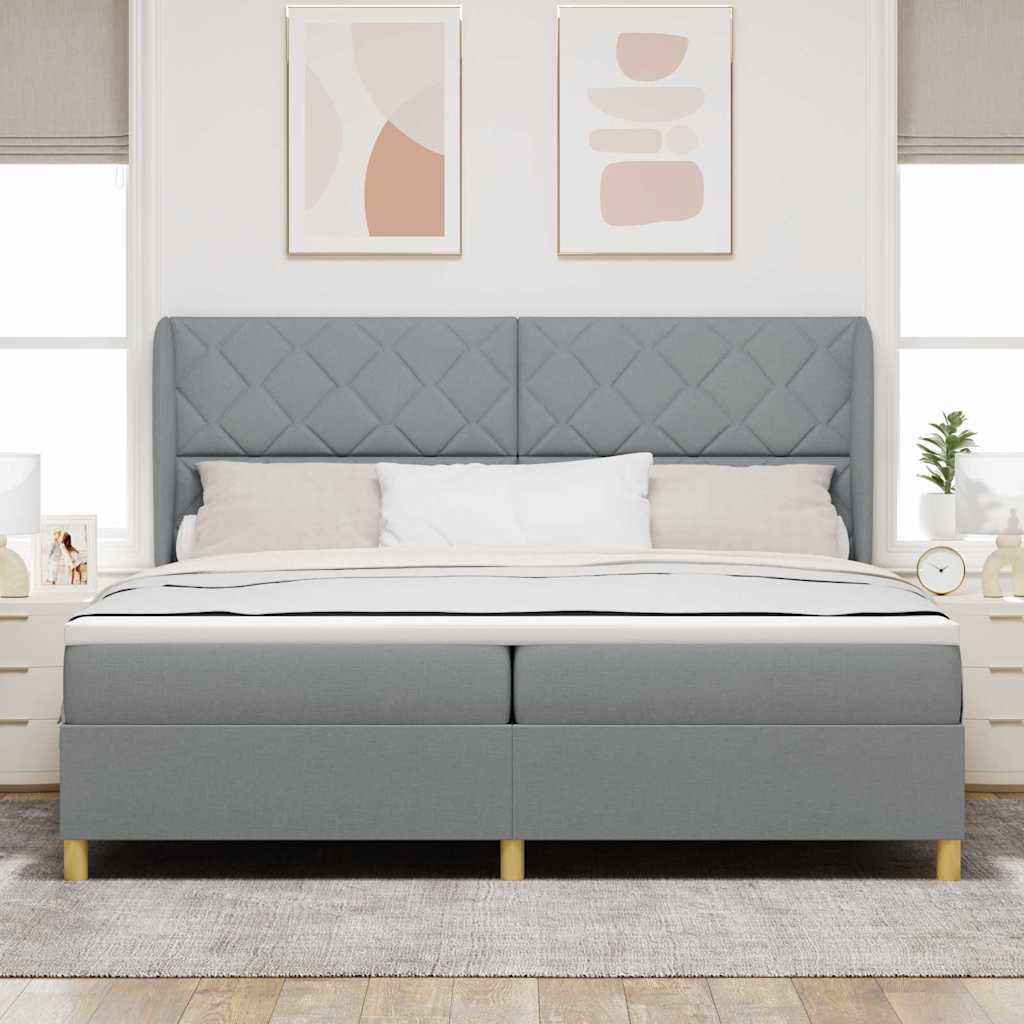 Boxspringbed met matras Lichtgrijs 200 x 200 cm Stof is nu te koop bij PeponiXL, paradijselijk wonen!