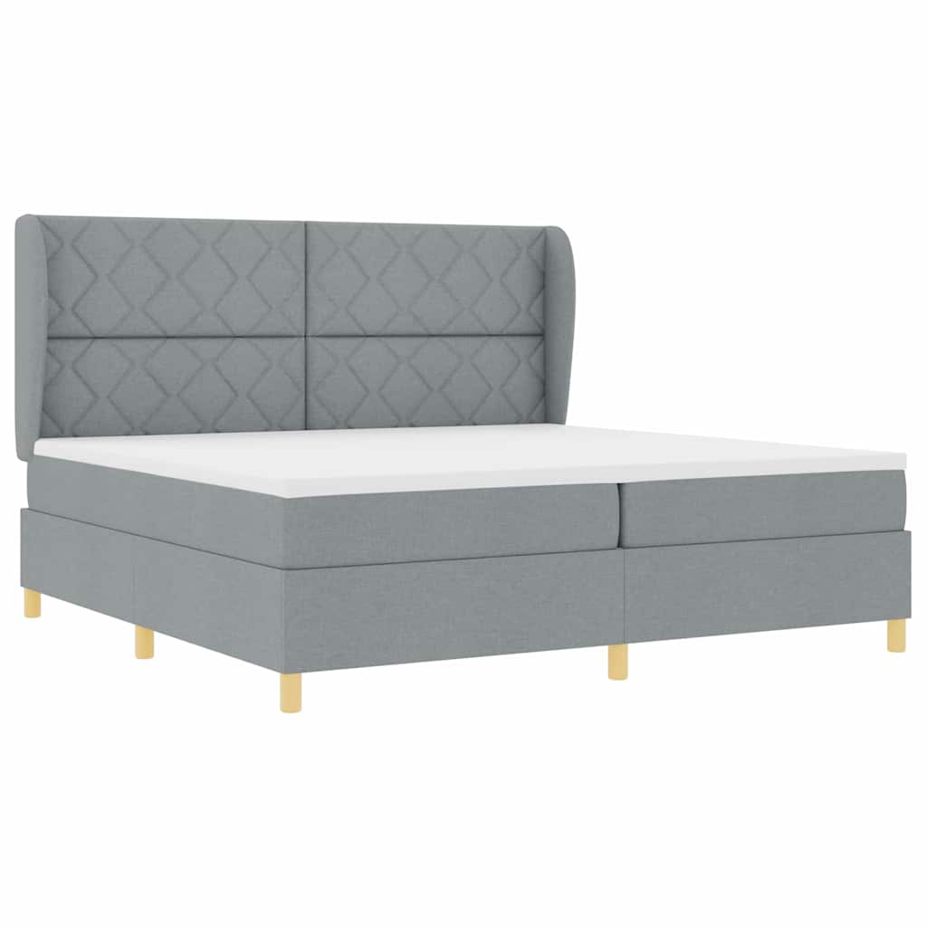 Boxspringbed met matras Lichtgrijs 200 x 200 cm Stof is nu te koop bij PeponiXL, paradijselijk wonen!