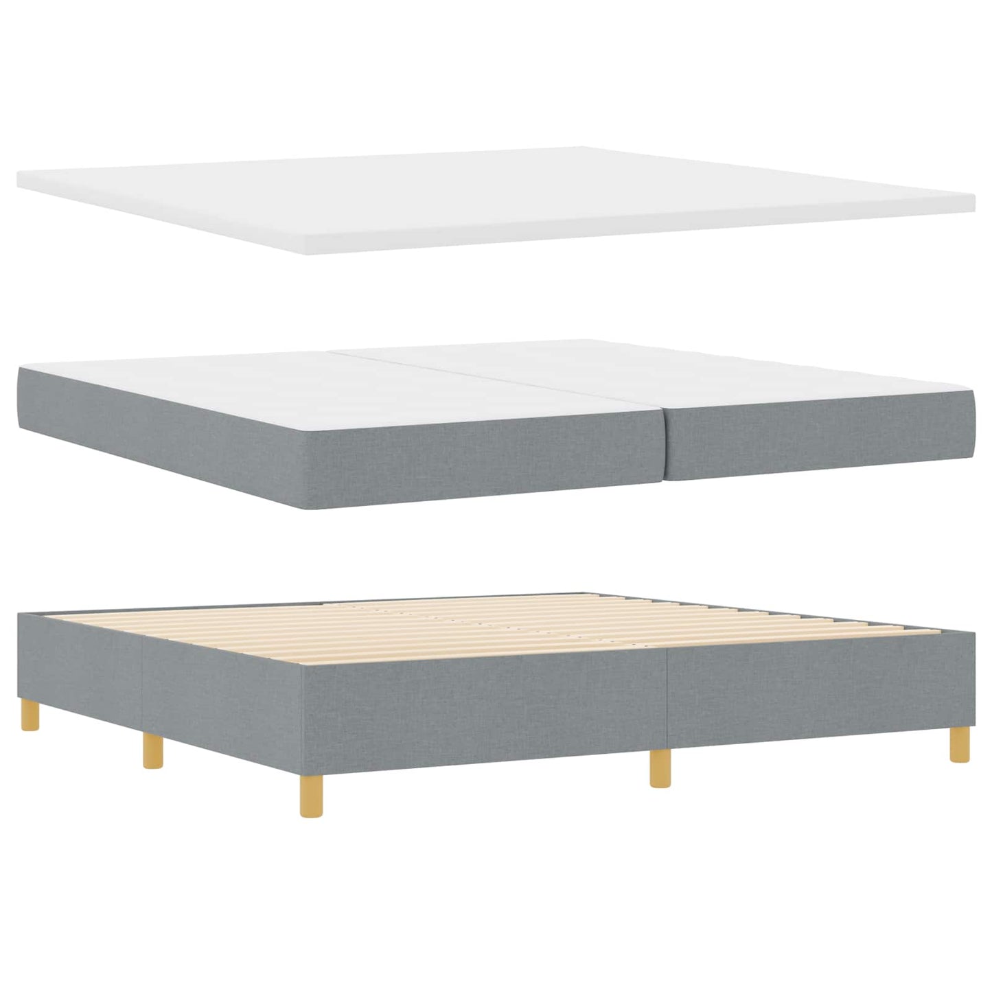 Boxspringbed met matras Lichtgrijs 200 x 200 cm Stof is nu te koop bij PeponiXL, paradijselijk wonen!