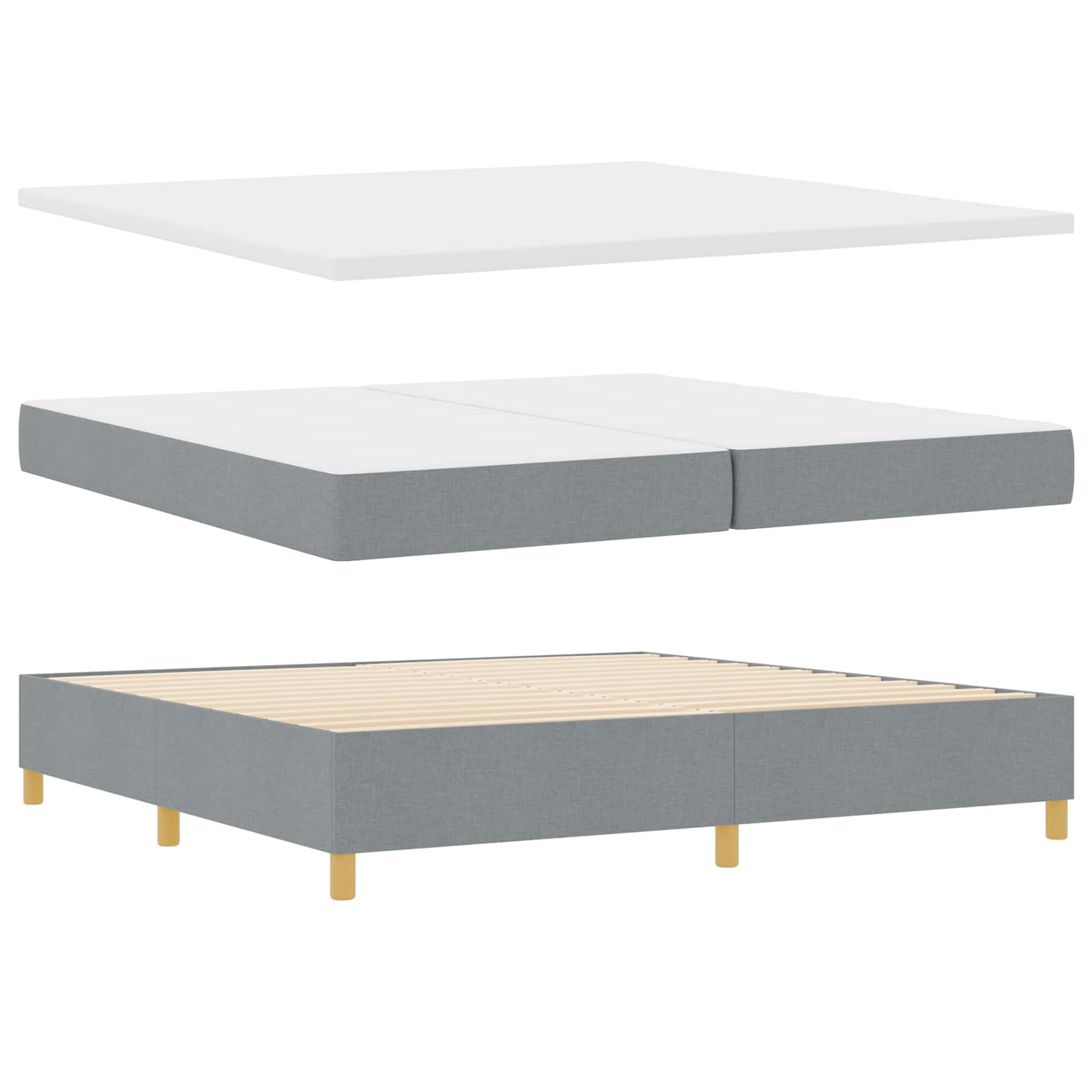 Boxspringbed met matras Lichtgrijs 200 x 200 cm Stof is nu te koop bij PeponiXL, paradijselijk wonen!