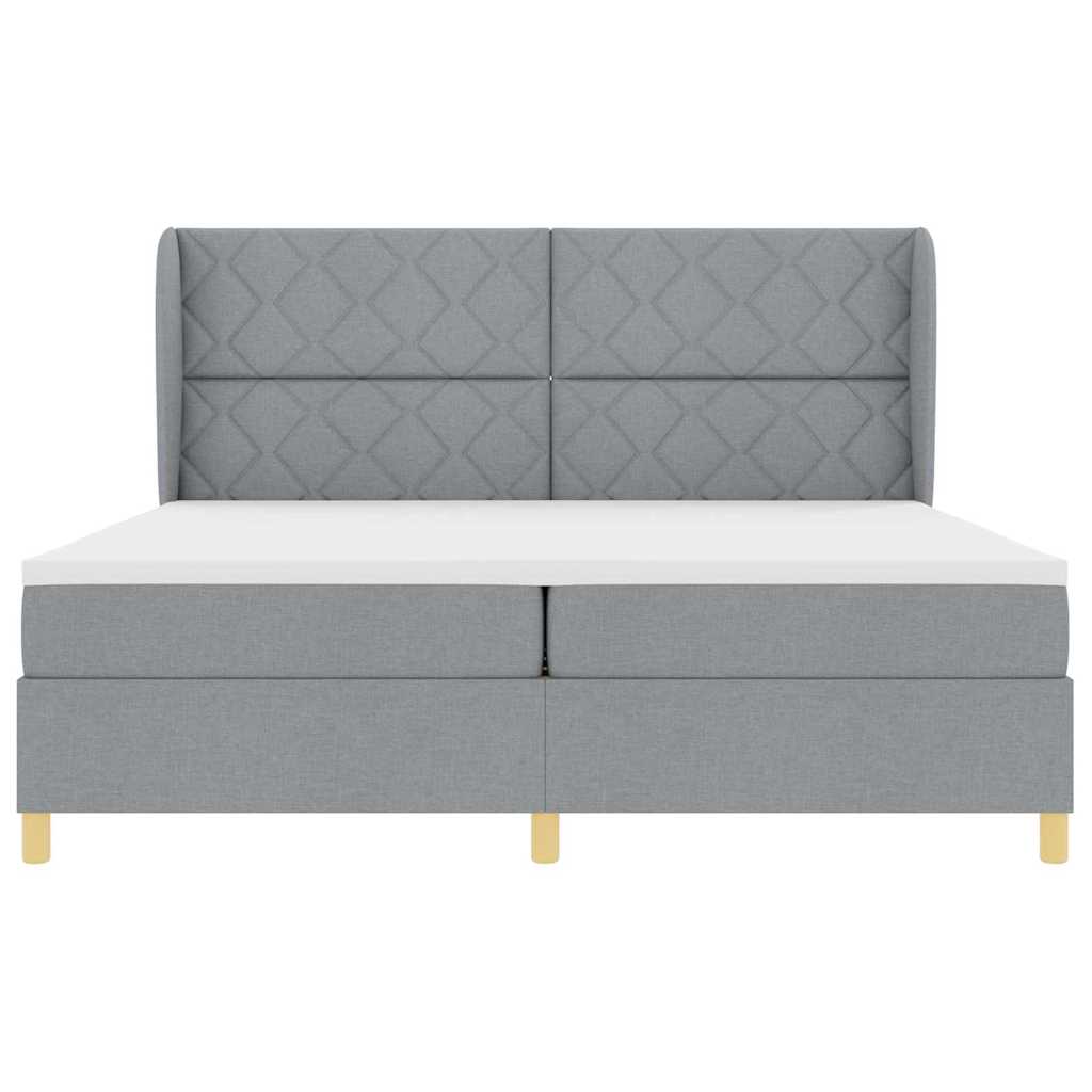 Boxspringbed met matras Lichtgrijs 200 x 200 cm Stof is nu te koop bij PeponiXL, paradijselijk wonen!