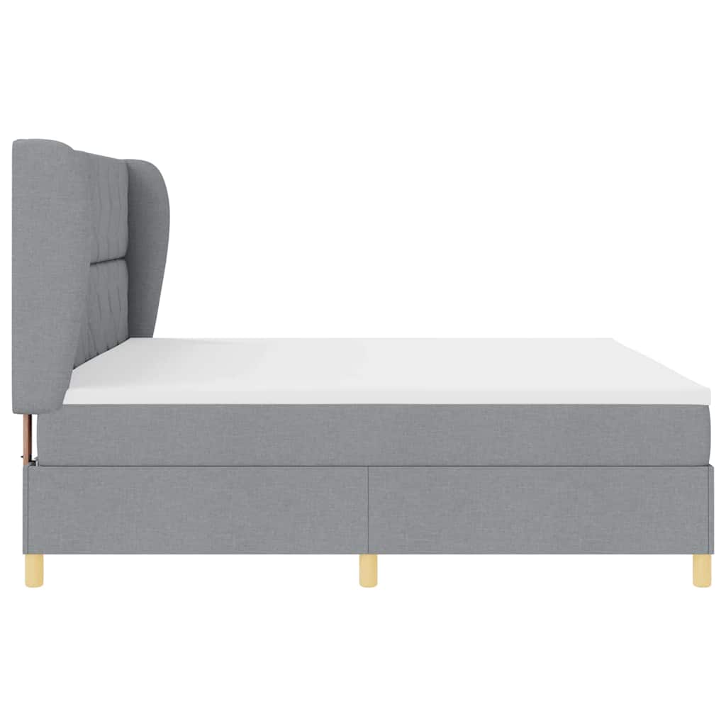 Boxspringbed met matras Lichtgrijs 200 x 200 cm Stof is nu te koop bij PeponiXL, paradijselijk wonen!