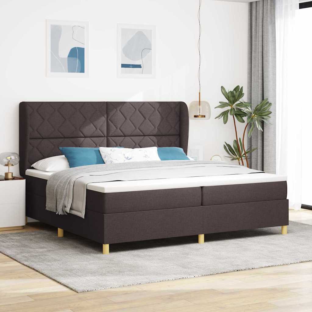 Boxspringbed met matras Donkerbruin 200 x 200 cm Stof is nu te koop bij PeponiXL, paradijselijk wonen!