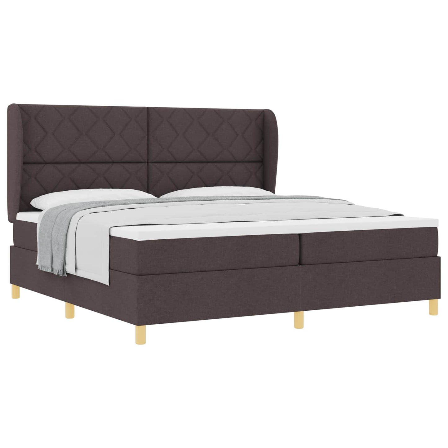 Boxspringbed met matras Donkerbruin 200 x 200 cm Stof is nu te koop bij PeponiXL, paradijselijk wonen!