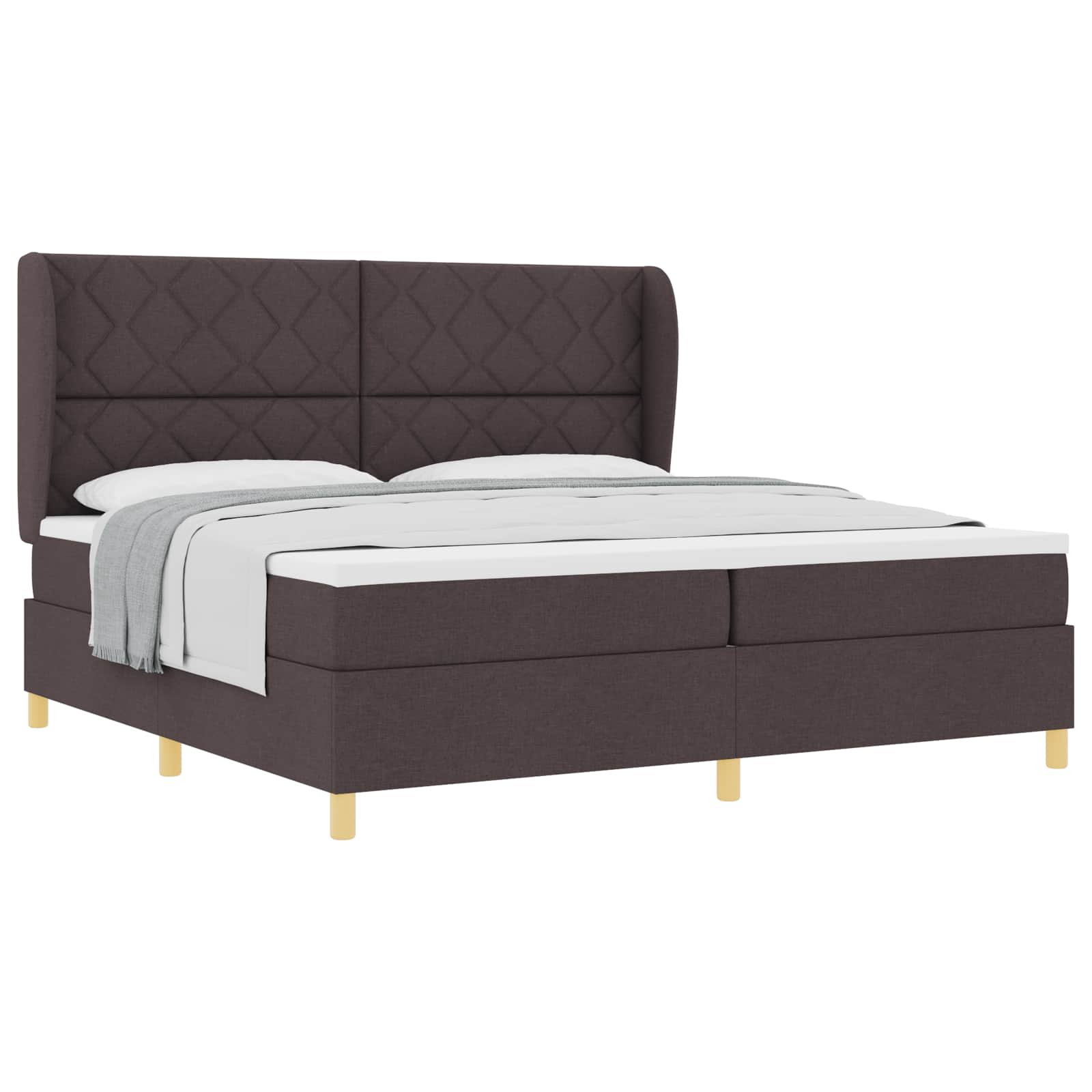 Boxspringbed met matras Donkerbruin 200 x 200 cm Stof is nu te koop bij PeponiXL, paradijselijk wonen!