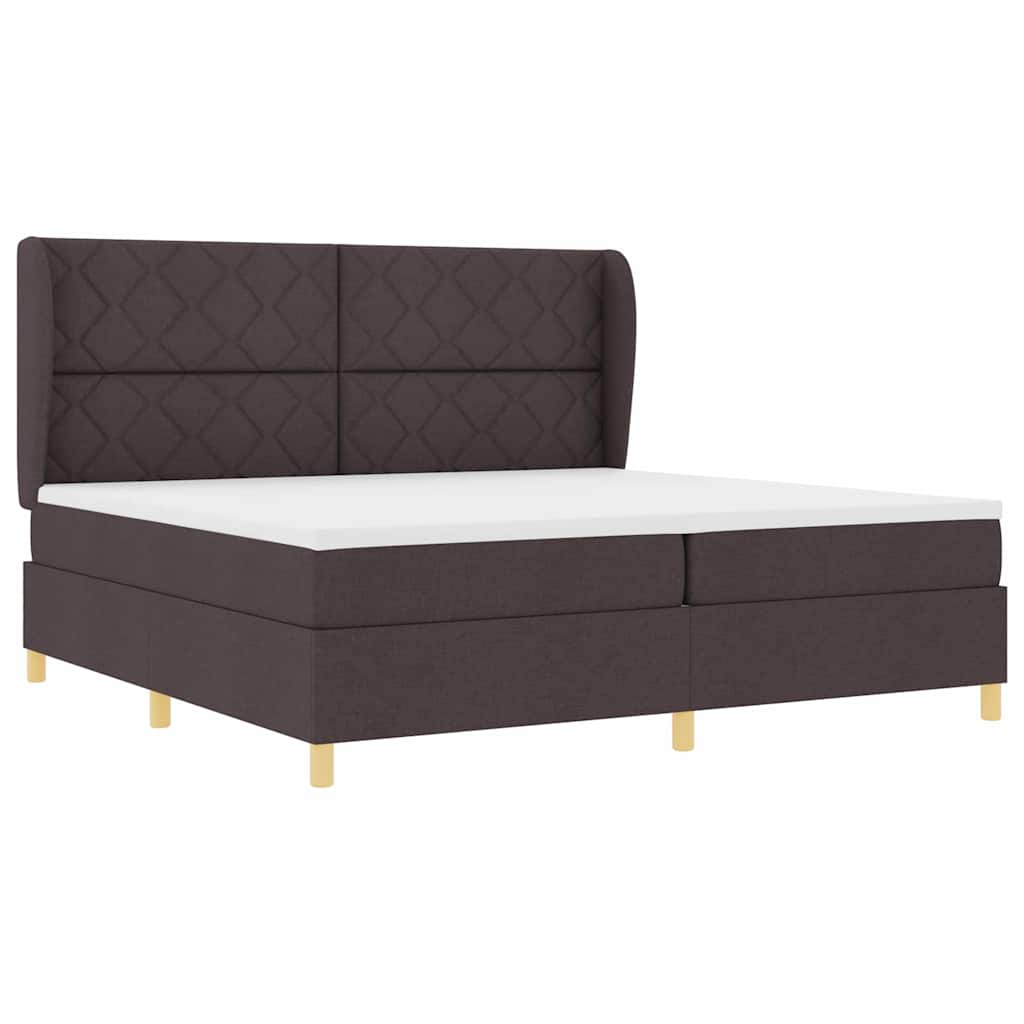 Boxspringbed met matras Donkerbruin 200 x 200 cm Stof is nu te koop bij PeponiXL, paradijselijk wonen!
