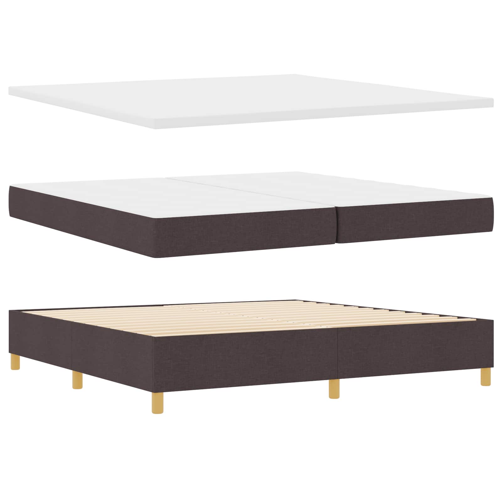 Boxspringbed met matras Donkerbruin 200 x 200 cm Stof is nu te koop bij PeponiXL, paradijselijk wonen!