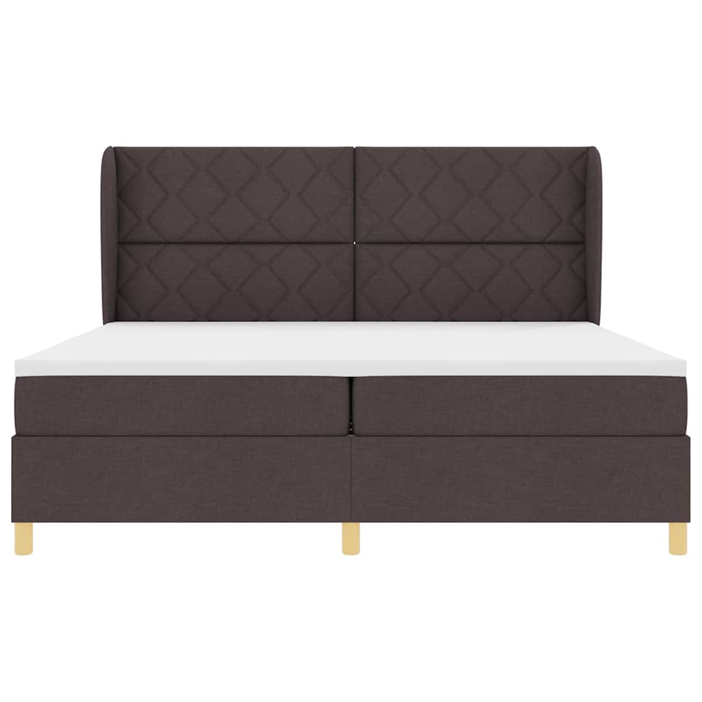 Boxspringbed met matras Donkerbruin 200 x 200 cm Stof is nu te koop bij PeponiXL, paradijselijk wonen!