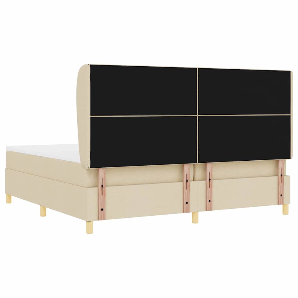 Boxspringbed met matras met hoofdeinde Crème 200 x 200 cm Stof is nu te koop bij PeponiXL, paradijselijk wonen!