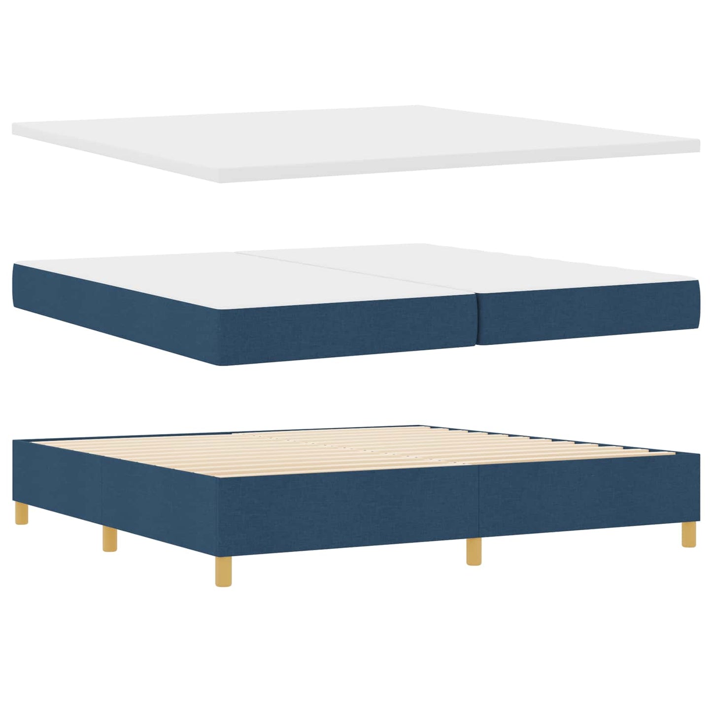 Boxspringbed met matras met hoofdeinde Blauw 200 x 200 cm Stof is nu te koop bij PeponiXL, paradijselijk wonen!