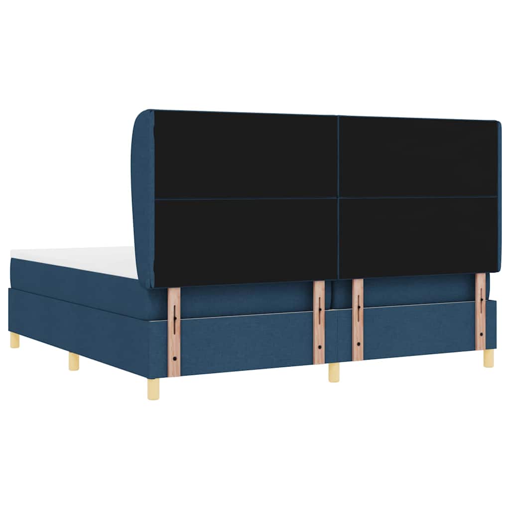 Boxspringbed met matras met hoofdeinde Blauw 200 x 200 cm Stof is nu te koop bij PeponiXL, paradijselijk wonen!