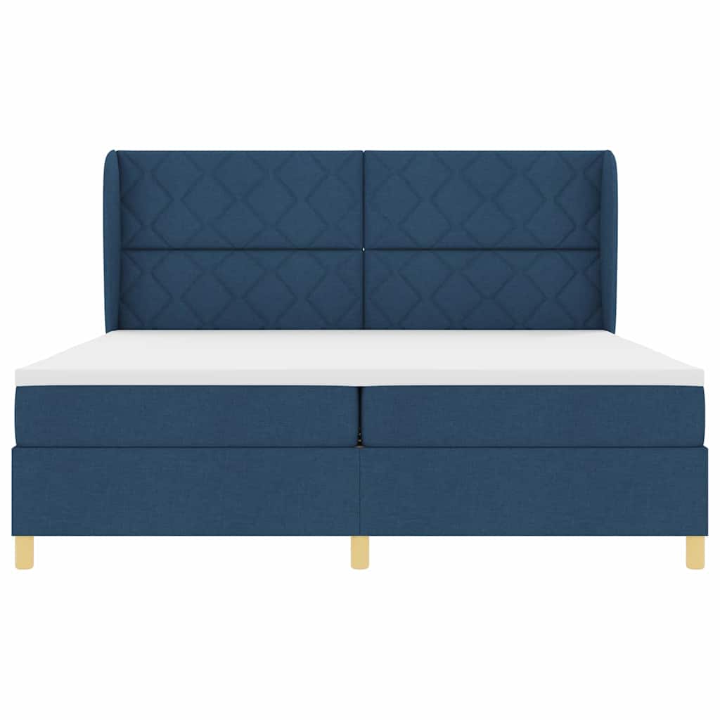 Boxspringbed met matras met hoofdeinde Blauw 200 x 200 cm Stof is nu te koop bij PeponiXL, paradijselijk wonen!