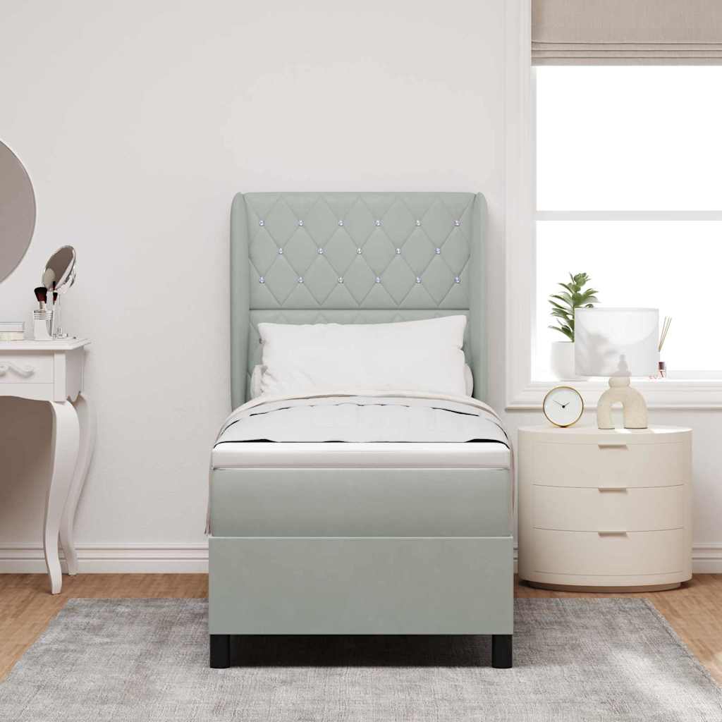 Boxspringbed met matras Lichtgrijs 200 x 80 cm Polyester is nu te koop bij PeponiXL, paradijselijk wonen!