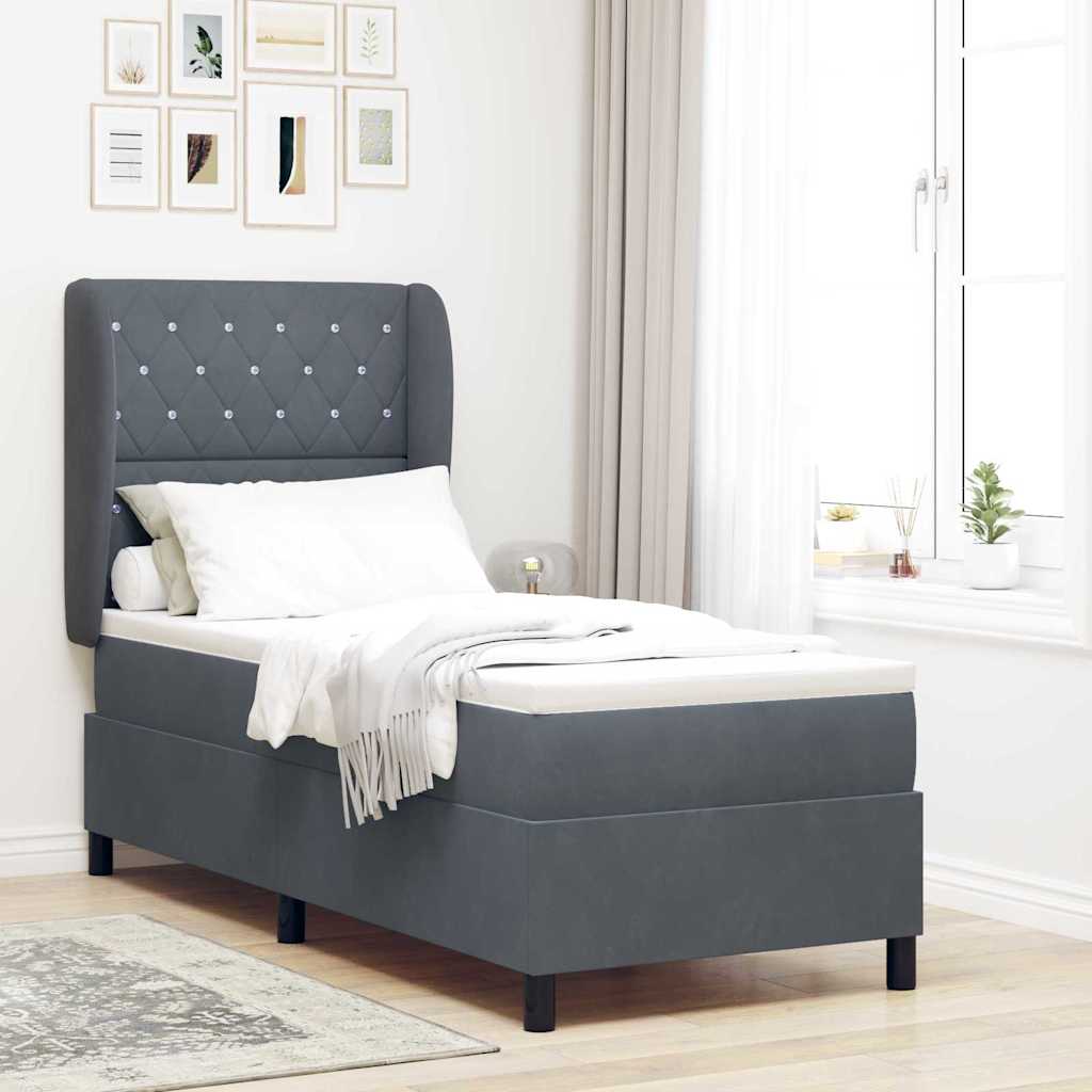 Boxspringbed met matras Donkergrijs 200 x 80 cm Fluweel is nu te koop bij PeponiXL, paradijselijk wonen!