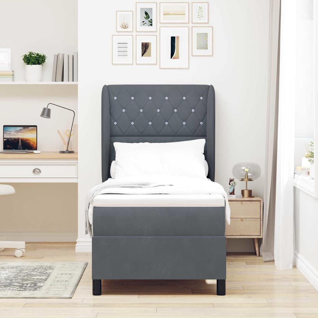 Boxspringbed met matras Donkergrijs 200 x 80 cm Fluweel is nu te koop bij PeponiXL, paradijselijk wonen!