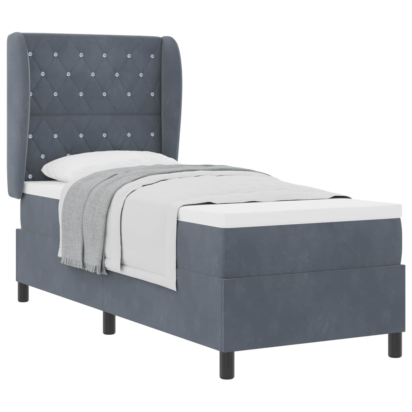 Boxspringbed met matras Donkergrijs 200 x 80 cm Fluweel is nu te koop bij PeponiXL, paradijselijk wonen!