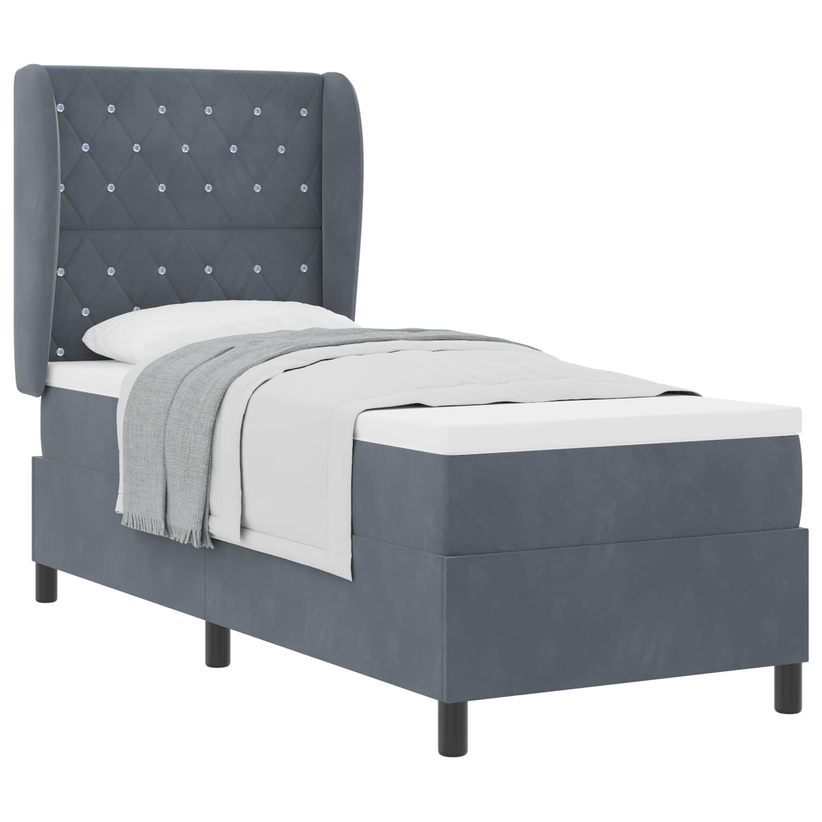Boxspringbed met matras Donkergrijs 200 x 80 cm Fluweel is nu te koop bij PeponiXL, paradijselijk wonen!