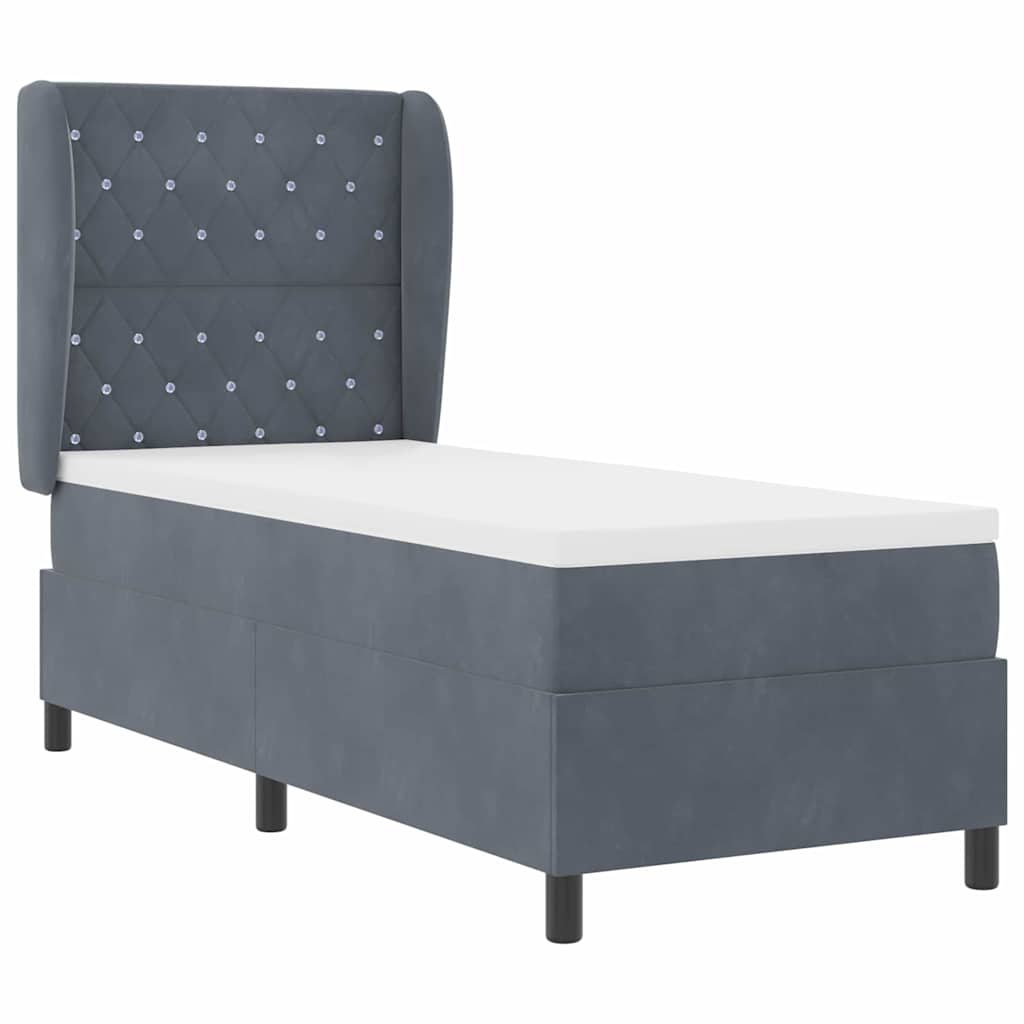 Boxspringbed met matras Donkergrijs 200 x 80 cm Fluweel is nu te koop bij PeponiXL, paradijselijk wonen!