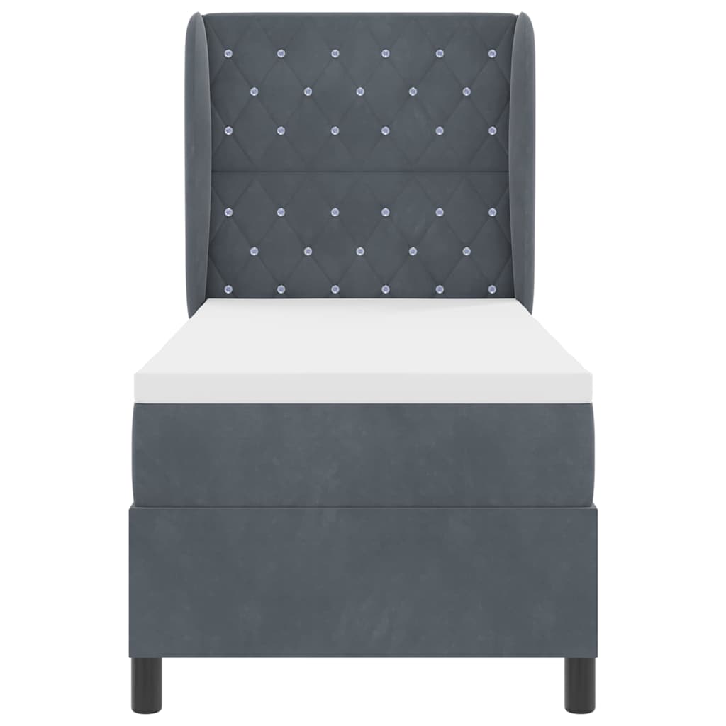 Boxspringbed met matras Donkergrijs 200 x 80 cm Fluweel is nu te koop bij PeponiXL, paradijselijk wonen!