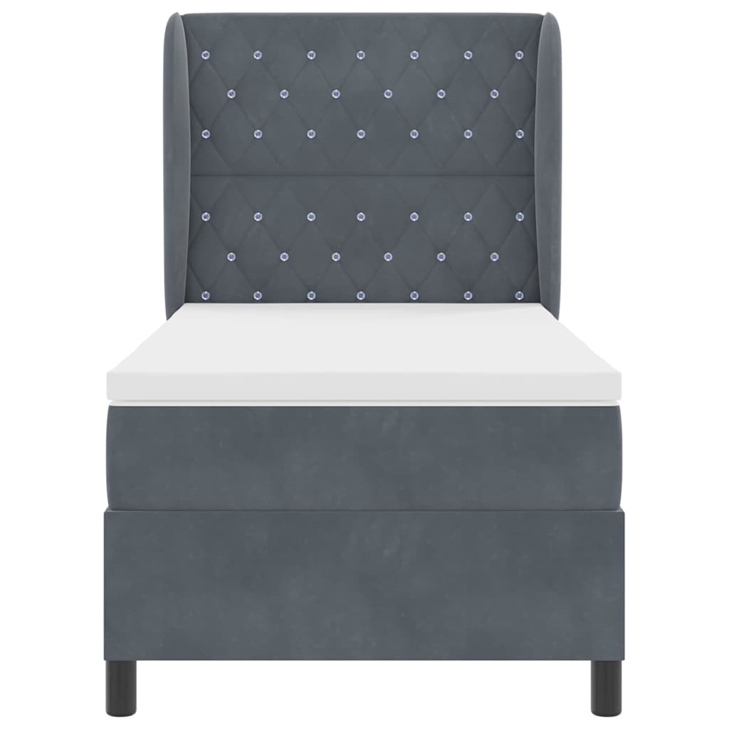 Boxspringbed met matras Donkergrijs 190 x 90 cm Fluweel is nu te koop bij PeponiXL, paradijselijk wonen!