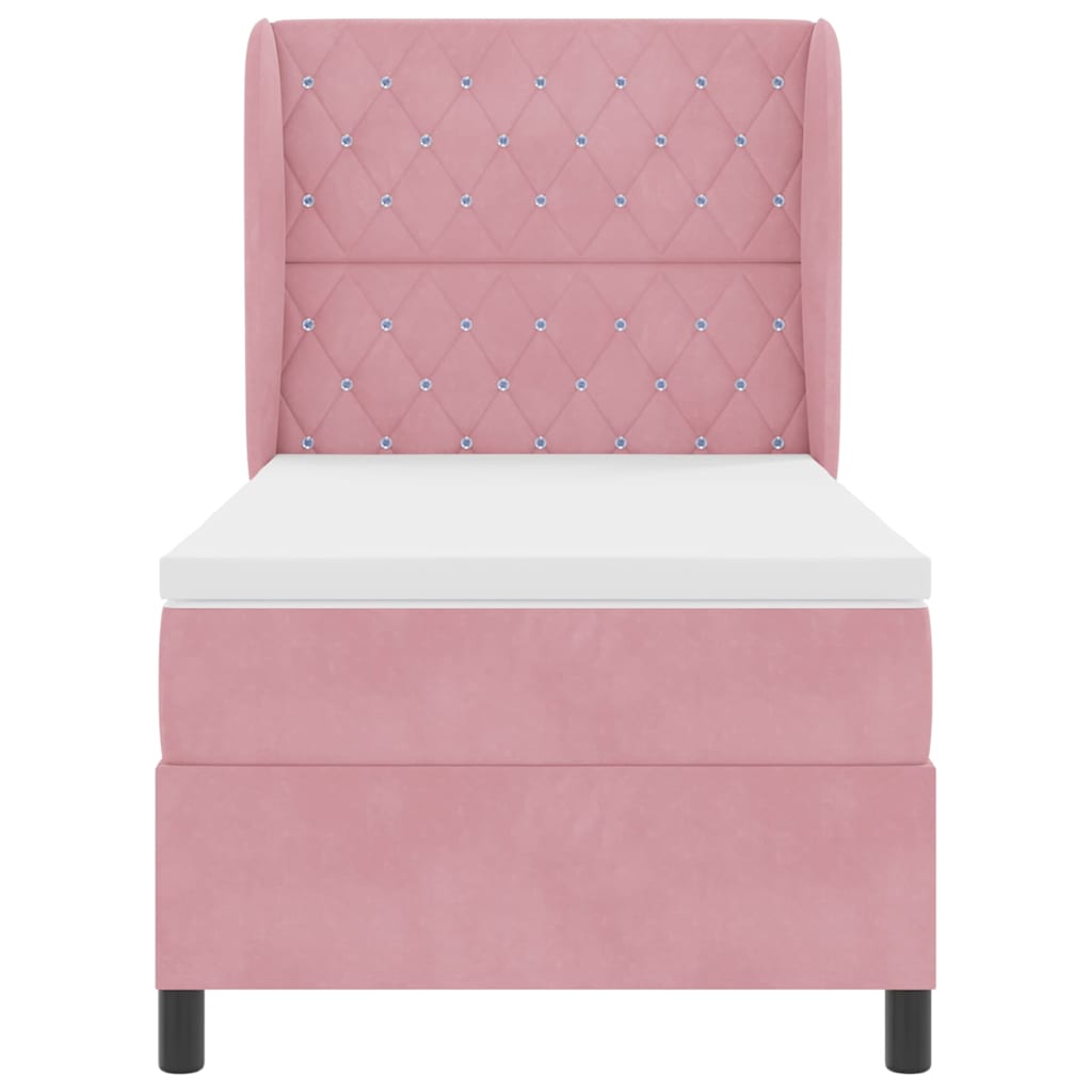 Boxspringbed met matras met hoofdeinde Roze 190 x 90 cm Fluweel is nu te koop bij PeponiXL, paradijselijk wonen!