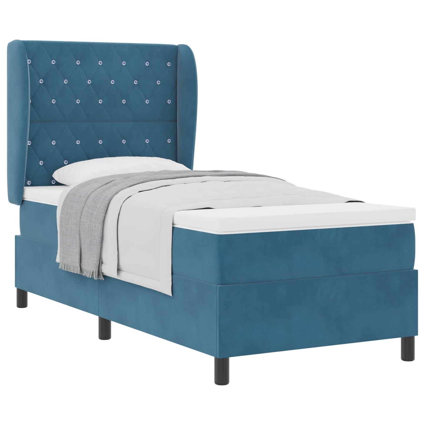Boxspringbed met matras Donkerblauw 200 x 90 cm Fluweel is nu te koop bij PeponiXL, paradijselijk wonen!