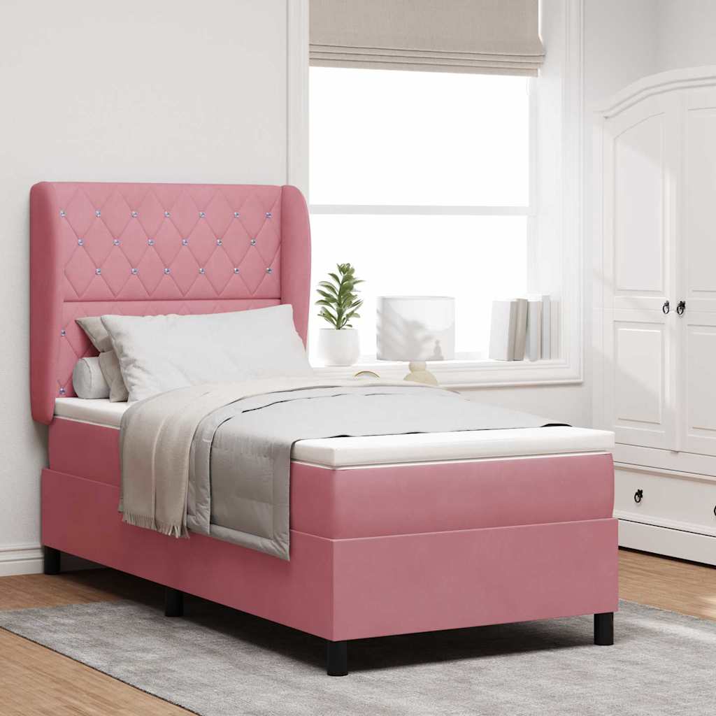 Boxspringbed met matras met hoofdeinde Roze 200 x 90 cm Fluweel is nu te koop bij PeponiXL, paradijselijk wonen!
