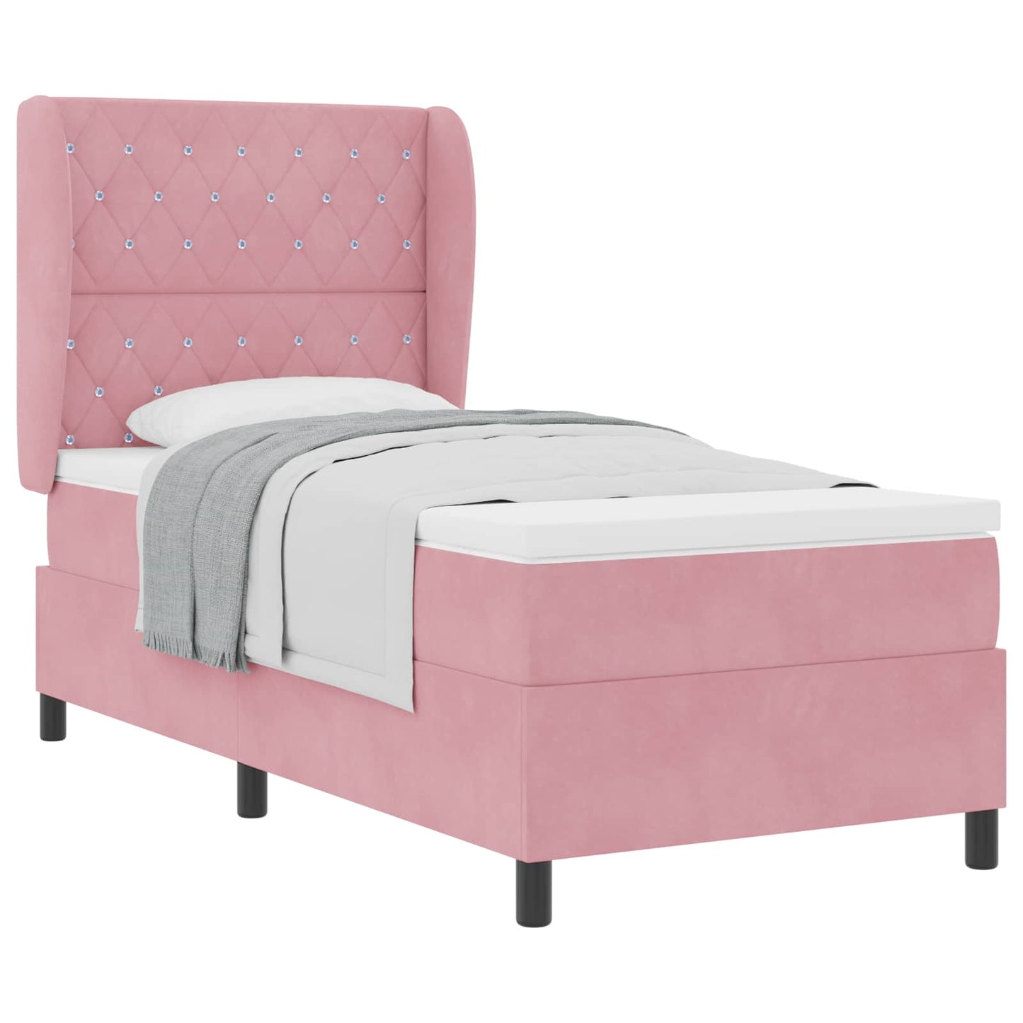Boxspringbed met matras met hoofdeinde Roze 200 x 90 cm Fluweel is nu te koop bij PeponiXL, paradijselijk wonen!