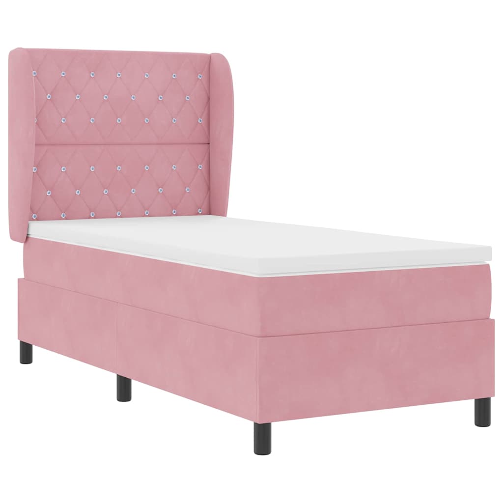 Boxspringbed met matras met hoofdeinde Roze 200 x 90 cm Fluweel is nu te koop bij PeponiXL, paradijselijk wonen!