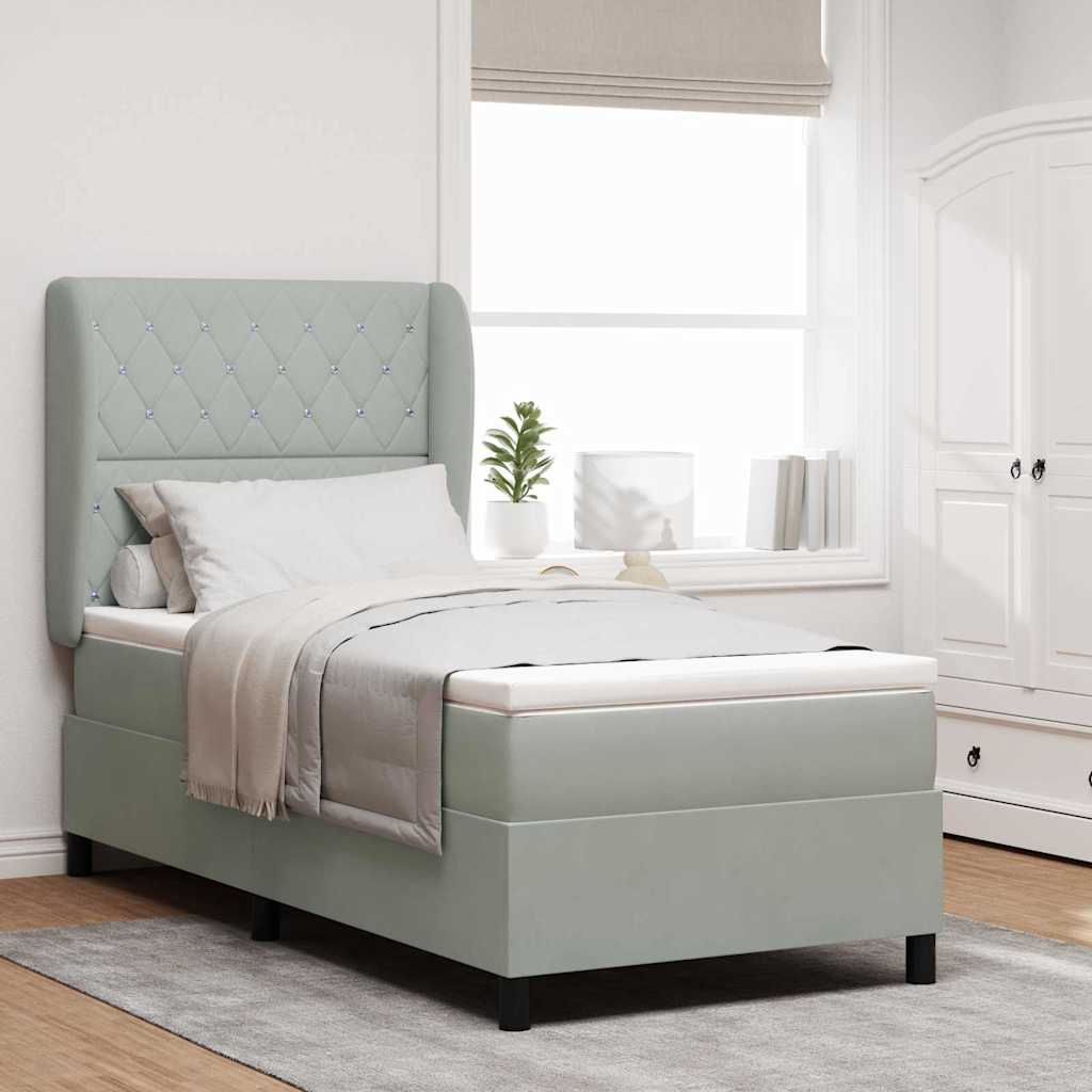 Boxspringbed met matras Lichtgrijs 200 x 100 cm Fluweel is nu te koop bij PeponiXL, paradijselijk wonen!