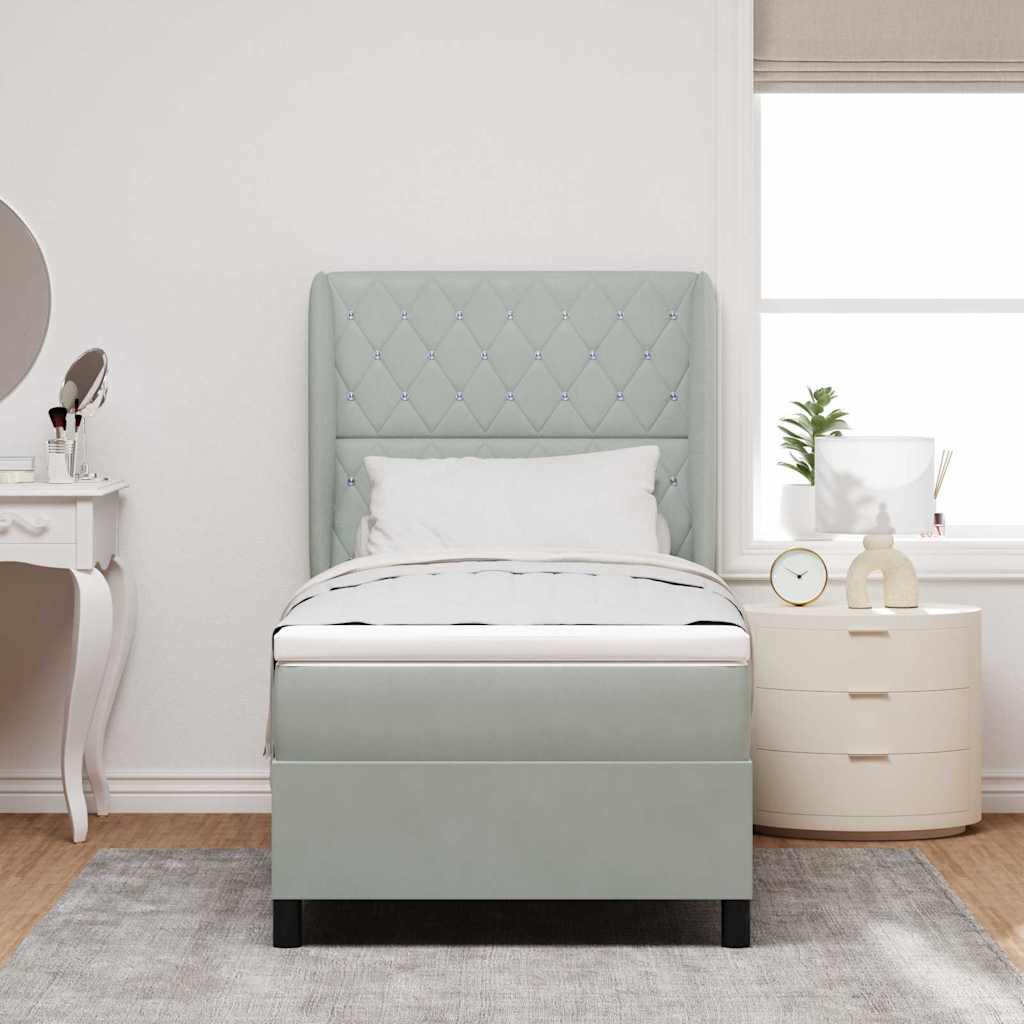Boxspringbed met matras Lichtgrijs 200 x 100 cm Fluweel is nu te koop bij PeponiXL, paradijselijk wonen!
