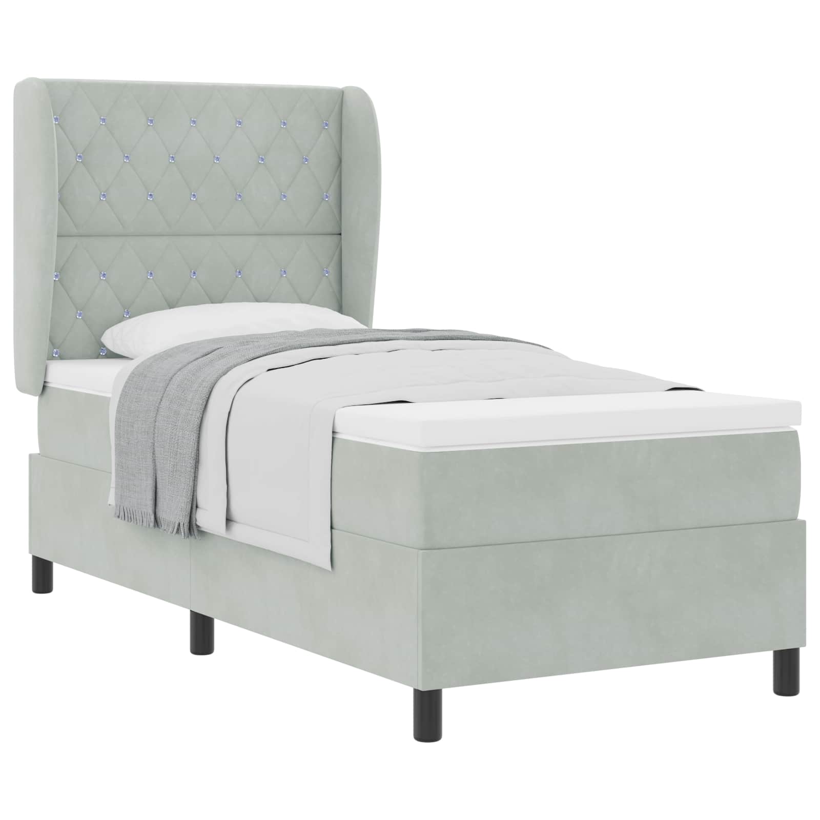 Boxspringbed met matras Lichtgrijs 200 x 100 cm Fluweel is nu te koop bij PeponiXL, paradijselijk wonen!