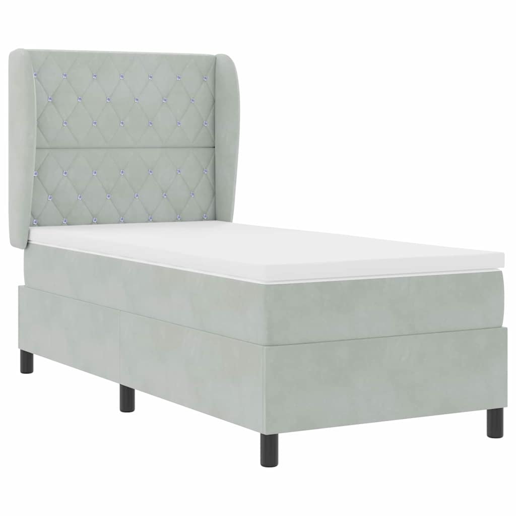 Boxspringbed met matras Lichtgrijs 200 x 100 cm Fluweel is nu te koop bij PeponiXL, paradijselijk wonen!