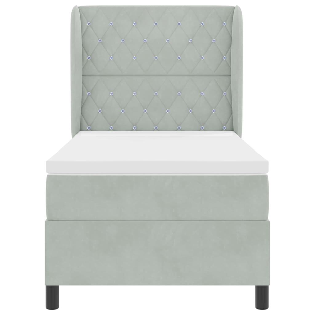 Boxspringbed met matras Lichtgrijs 200 x 100 cm Fluweel is nu te koop bij PeponiXL, paradijselijk wonen!