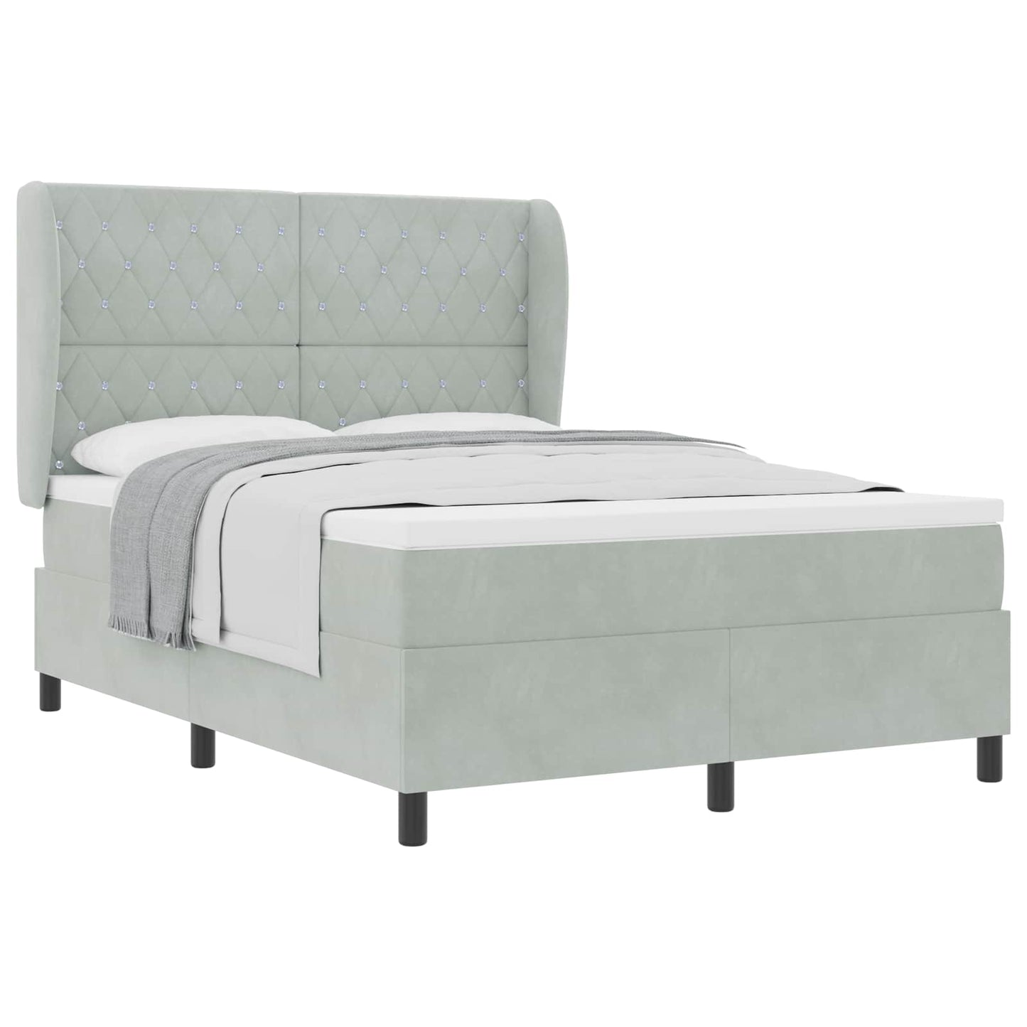 Boxspringbed met matras Lichtgrijs 190 x 140 cm Fluweel is nu te koop bij PeponiXL, paradijselijk wonen!