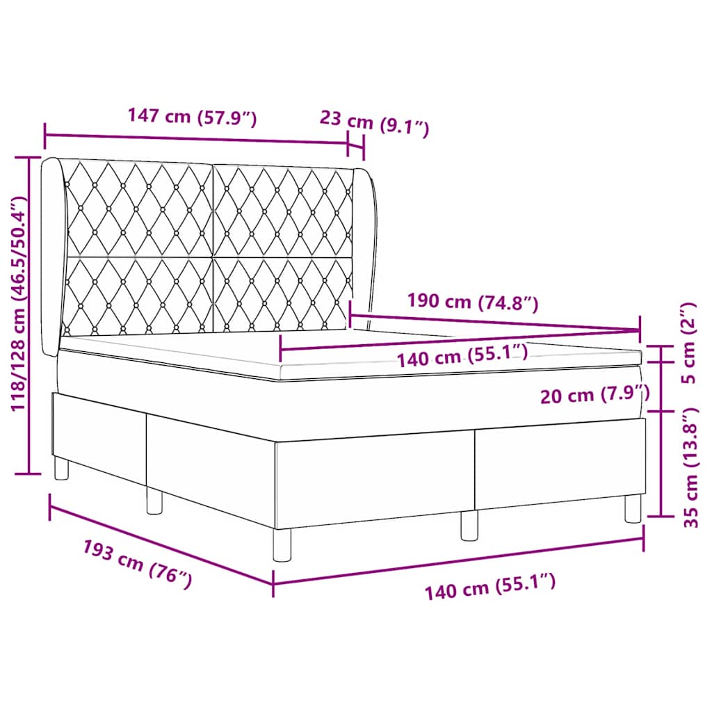Boxspringbed met matras Lichtgrijs 190 x 140 cm Fluweel is nu te koop bij PeponiXL, paradijselijk wonen!