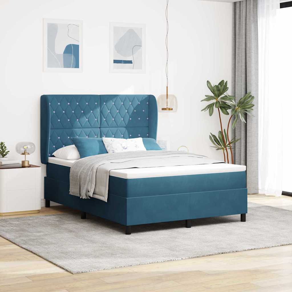 Boxspringbed met matras Donkerblauw 190 x 140 cm Fluweel is nu te koop bij PeponiXL, paradijselijk wonen!