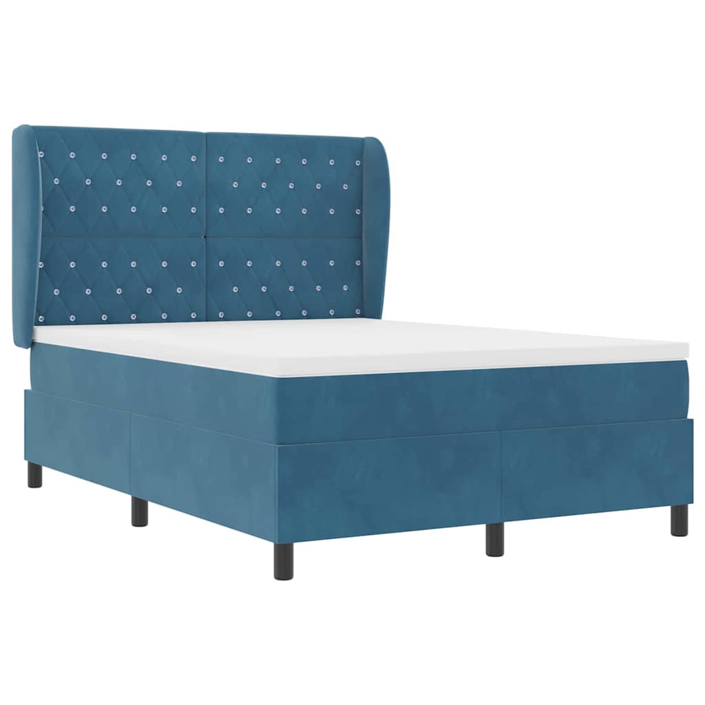 Boxspringbed met matras Donkerblauw 190 x 140 cm Fluweel is nu te koop bij PeponiXL, paradijselijk wonen!