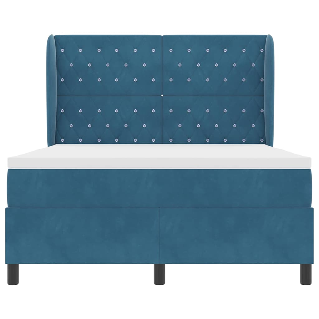 Boxspringbed met matras Donkerblauw 190 x 140 cm Fluweel is nu te koop bij PeponiXL, paradijselijk wonen!