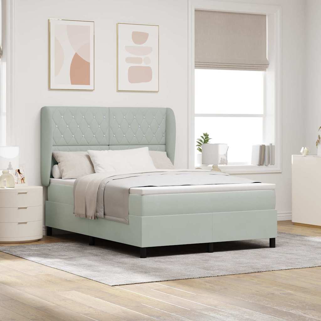 Boxspringbed met matras Lichtgrijs 200 x 140 cm Fluweel is nu te koop bij PeponiXL, paradijselijk wonen!