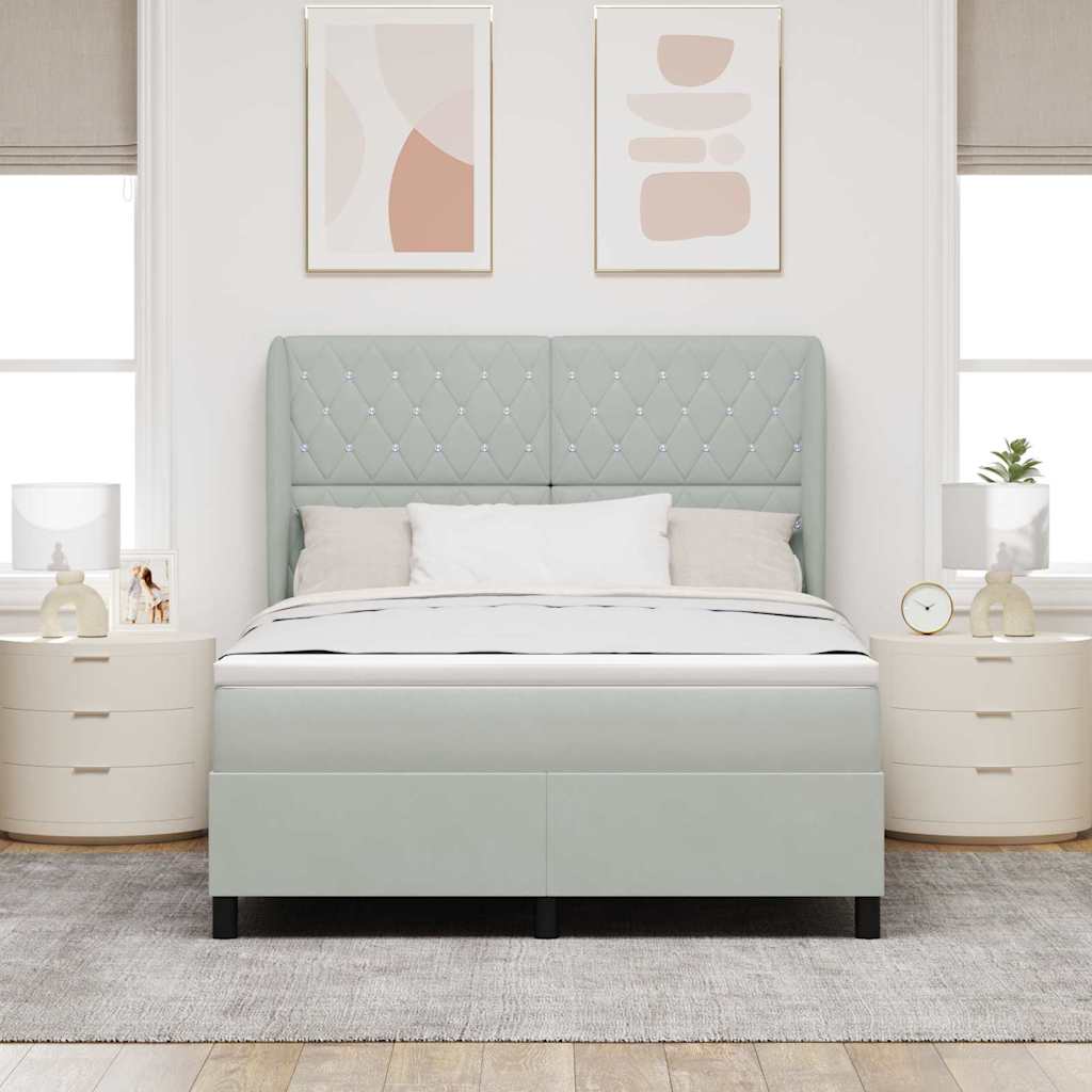 Boxspringbed met matras Lichtgrijs 200 x 140 cm Fluweel is nu te koop bij PeponiXL, paradijselijk wonen!