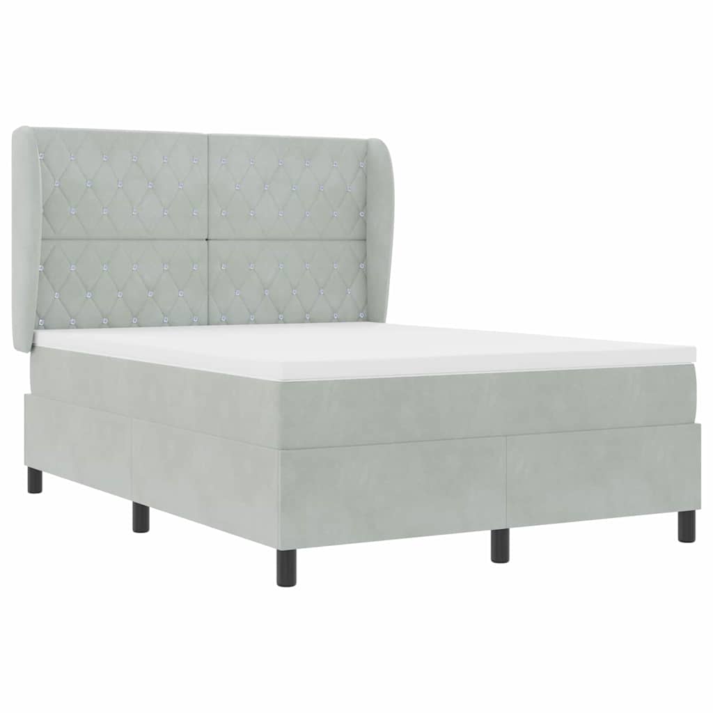 Boxspringbed met matras Lichtgrijs 200 x 160 cm Fluweel is nu te koop bij PeponiXL, paradijselijk wonen!
