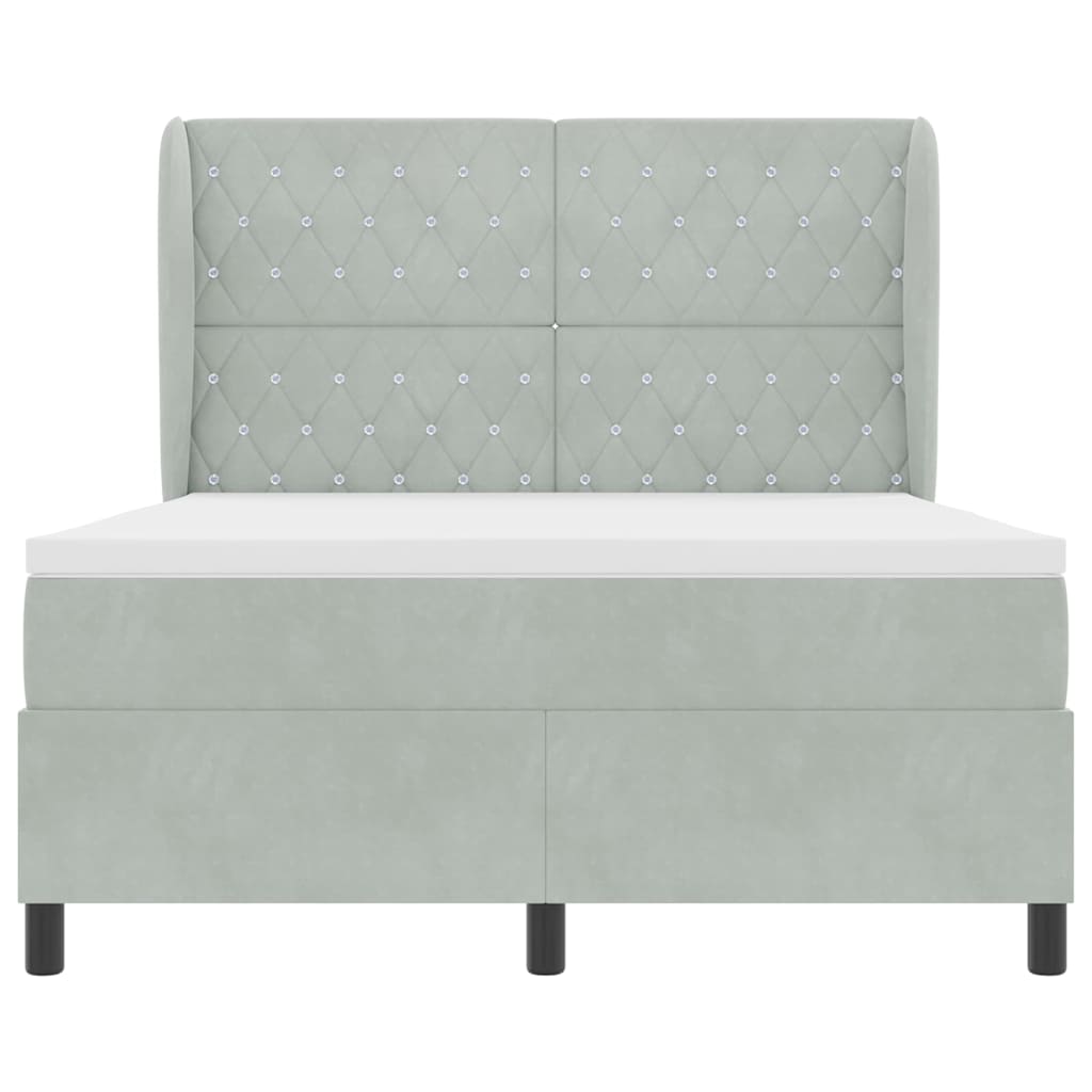 Boxspringbed met matras Lichtgrijs 200 x 160 cm Fluweel is nu te koop bij PeponiXL, paradijselijk wonen!