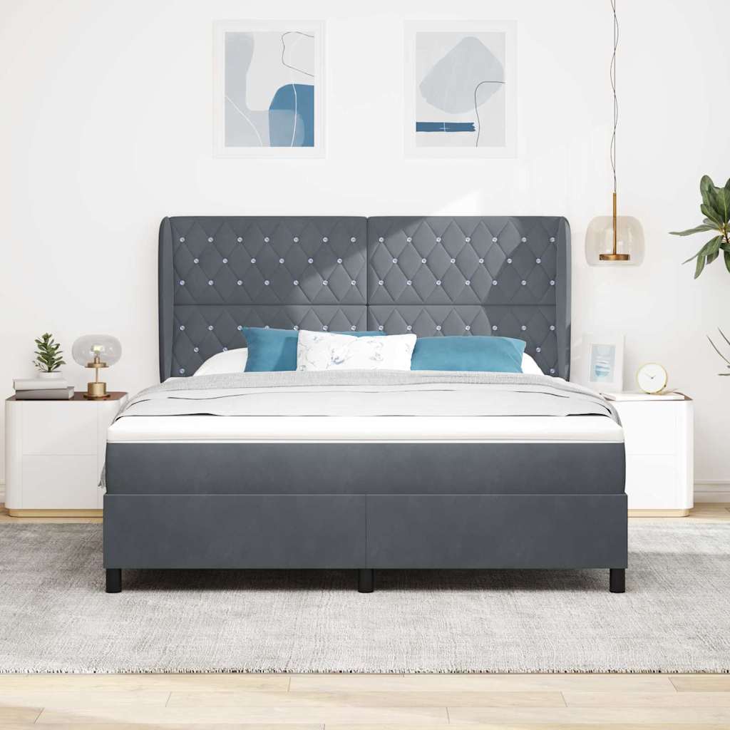Boxspringbed met matras Donkergrijs 200 x 180 cm Fluweel