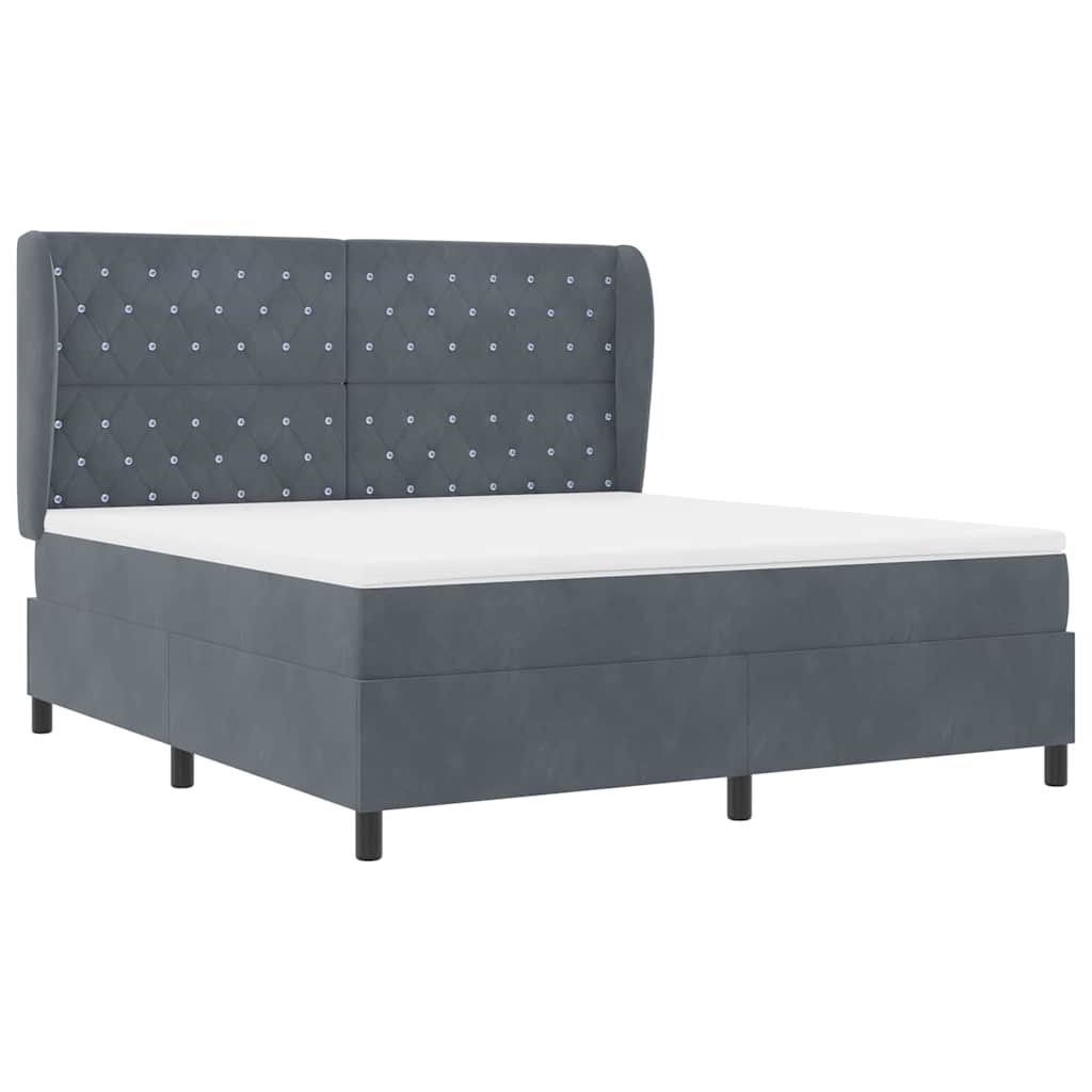 Boxspringbed met matras Donkergrijs 200 x 180 cm Fluweel