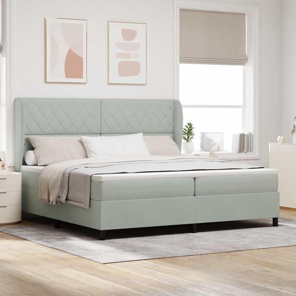 Boxspringbed met matras Lichtgrijs 200 x 200 cm Fluweel is nu te koop bij PeponiXL, paradijselijk wonen!